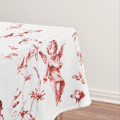  Winged Cherub Angels Flowers Red Toile Tafelkleed (Voorbeeld)