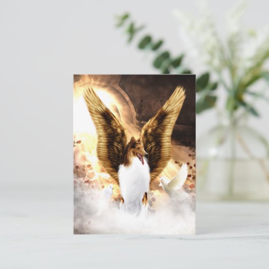 Winged Collie Angel in Dog's Heaven Briefkaart (Staand voorkant)
