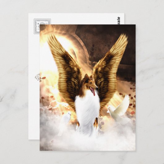 Winged Collie Angel in Dog's Heaven Briefkaart (Voorkant / Achterkant)