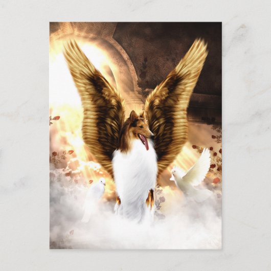 Winged Collie Angel in Dog's Heaven Briefkaart (Voorkant)