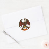 Winged Demon en Hell Flames Ronde Sticker (Envelop)