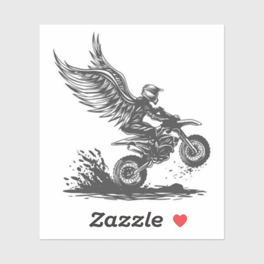 Winged Dirt Bike Rider – Fantasy Motorcycle Sticke Sticker (Vel)