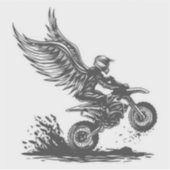 Winged Dirt Bike Rider – Fantasy Motorcycle Sticke Sticker (Voorkant)