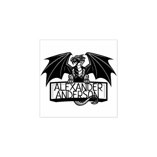 Winged dragon personaliseren rubberstempel (Afrduk)