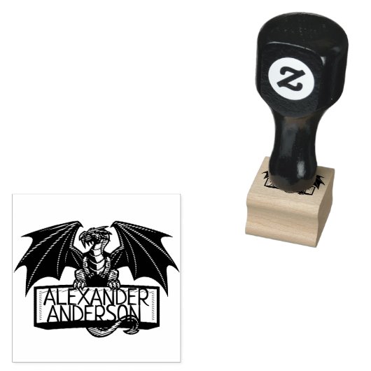 Winged dragon personaliseren rubberstempel (Gestempeld)
