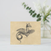Winged Dragon Sepia Briefkaart (Staand voorkant)