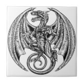 Winged Dragon Woodcut Tegeltje (Voorkant)