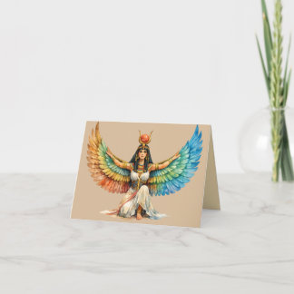 Winged Egyptian Goddess Greeting Card Spiritualart Bedankkaart