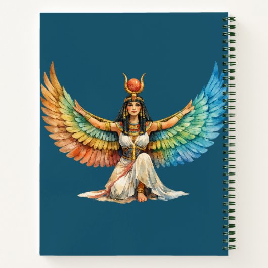 Winged Egyptian Goddess Mythology Inspired Design Notitieboek (Achterkant)