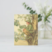 Winged Elm Fairy Zitten in een boom Briefkaart (Staand voorkant)