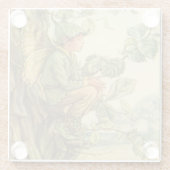 Winged Elm Fairy Zitten in een boom Glazen Onderzetter (Achterkant)