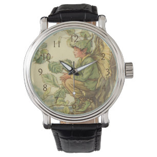 Winged Elm Fairy Zitten in een boom Horloge