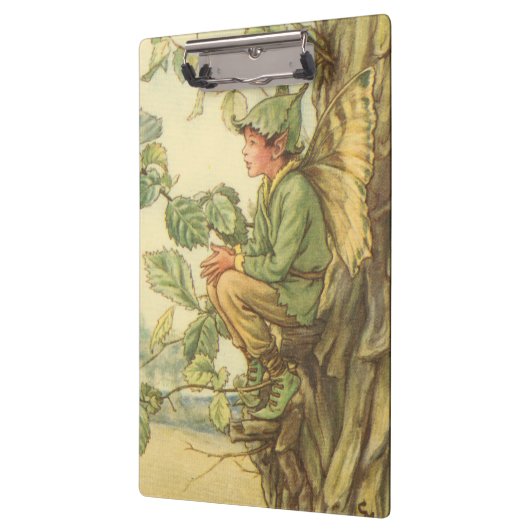 Winged Elm Fairy Zitten in een boom Klembord (Links)