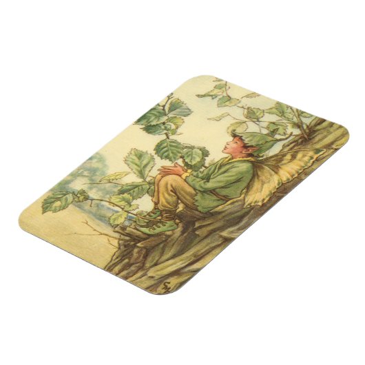 Winged Elm Fairy Zitten in een boom Magneet (Linkerzijde)