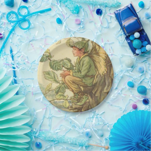 Winged Elm Fairy Zitten in een boom Papieren Bordje (Feest)