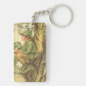 Winged Elm Fairy Zitten in een boom Sleutelhanger (achterkant)
