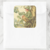 Winged Elm Fairy Zitten in een boom Vierkante Sticker (Tas)