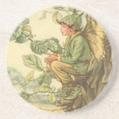 Winged Elm Fairy Zitten in een boom Zandsteen Onderzetter (Voorkant)