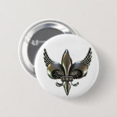 WINGED FLEUR-DE-LIS VERDWIJNDE KWEEKER RONDE BUTTON 5,7 CM (Voorkant /achterkant)