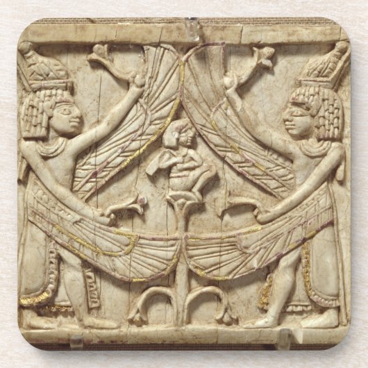 Winged genii, Assyrische Periode, c.750 BC (ivoor) Bier Onderzetter (Voorkant)