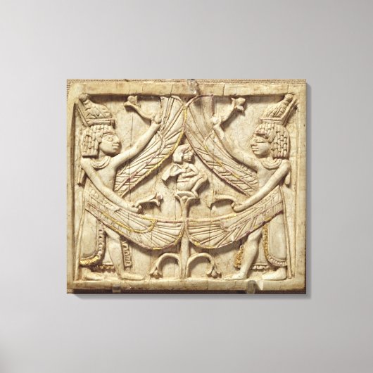 Winged genii, Assyrische Periode, c.750 BC (ivoor) Canvas Afdruk (Voorkant)
