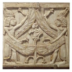 Winged genii, Assyrische Periode, c.750 BC (ivoor) Tegeltje