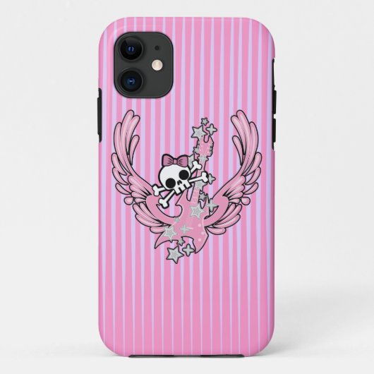 Winged gitaar met Cute Skull Case-Mate iPhone Case (Achterkant)