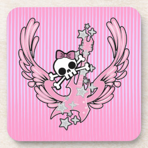 Winged gitaar met Cute Skull Drankjes Onderzetter