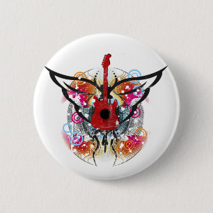 Winged gitaar ronde button 5,7 cm