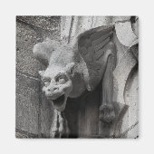 Winged Gothic Gargoyle Black & White Square Magnet (Voorkant)