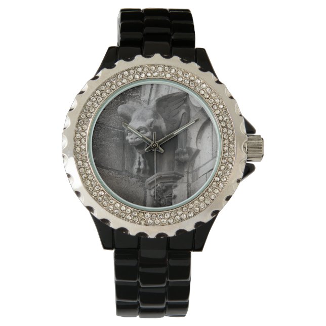 Winged Gothic Gargoyle Dames Black Wristwatch Horloge (Voorkant)