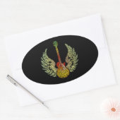 WInged Guitar Words Ovale Sticker (Envelop)