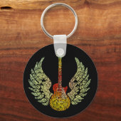WInged Guitar Words Sleutelhanger (Voorkant)