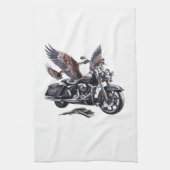 Winged Harley-Davidson Motorcycle Watercolor Illus Theedoek (Verticaal)