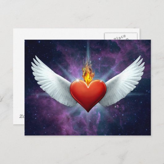 Winged hart briefkaart (Voorkant / Achterkant)