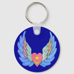 Winged hart hoofdketen sleutelhanger
