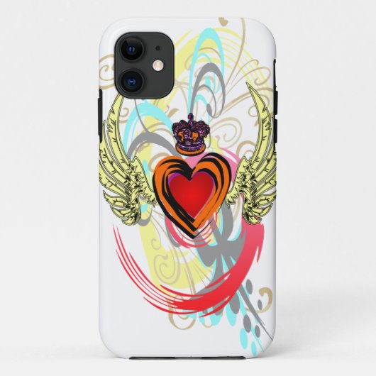 Winged hart met Kroon en Swirls iPhone 5 Hoesje (Achterkant)