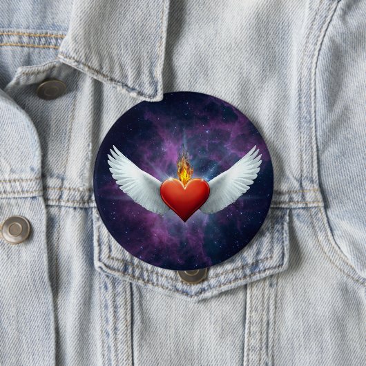 Winged hart ronde button 4,0 cm (In situ)