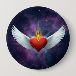 Winged hart ronde button 4,0 cm
