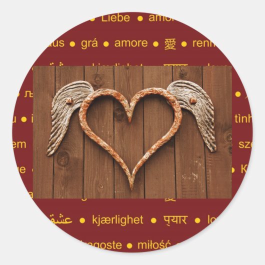 Winged hart ronde sticker (Voorkant)
