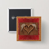 Winged hart vierkante button 5,1 cm (Voorkant /achterkant)