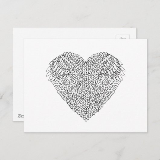 Winged hartenwieg briefkaart (Voorkant / Achterkant)