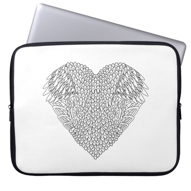 Winged hartenwieg laptop sleeve (Voorkant)