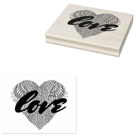 Winged hartenwieg rubberstempel (Gestempeld)