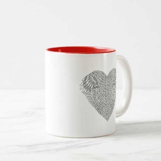 Winged hartenwieg tweekleurige koffiemok (Voorkant rechts)