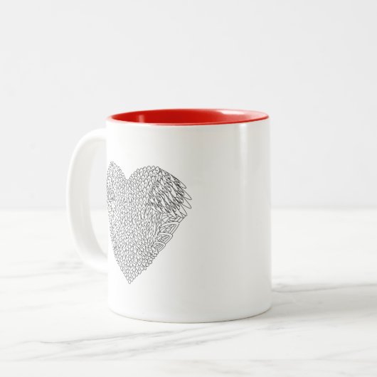 Winged hartenwieg tweekleurige koffiemok (Voorkant links)