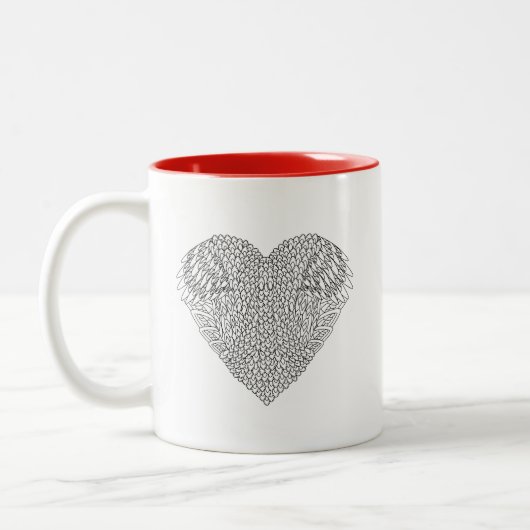 Winged hartenwieg tweekleurige koffiemok (Links)