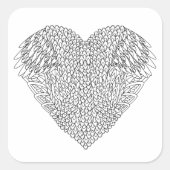 Winged hartenwieg vierkante sticker (Voorkant)