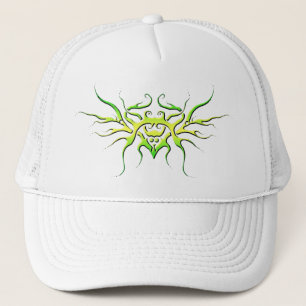 Winged Heart Tribal Design groen en geel Trucker Pet