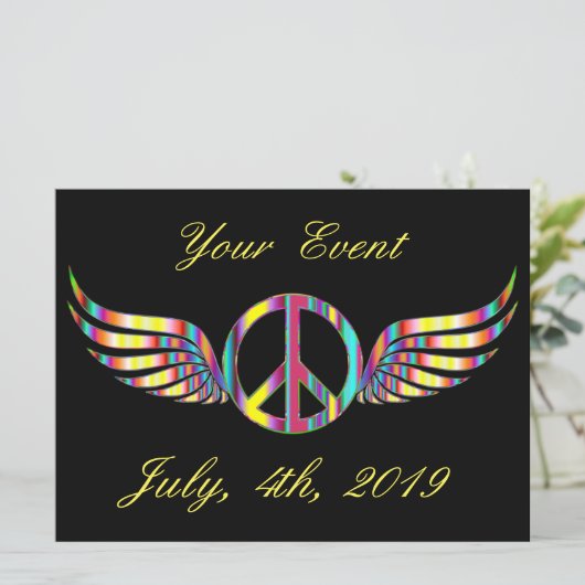 Winged Hippie Peace Symbol Thunder_Cove (Staand voorkant)